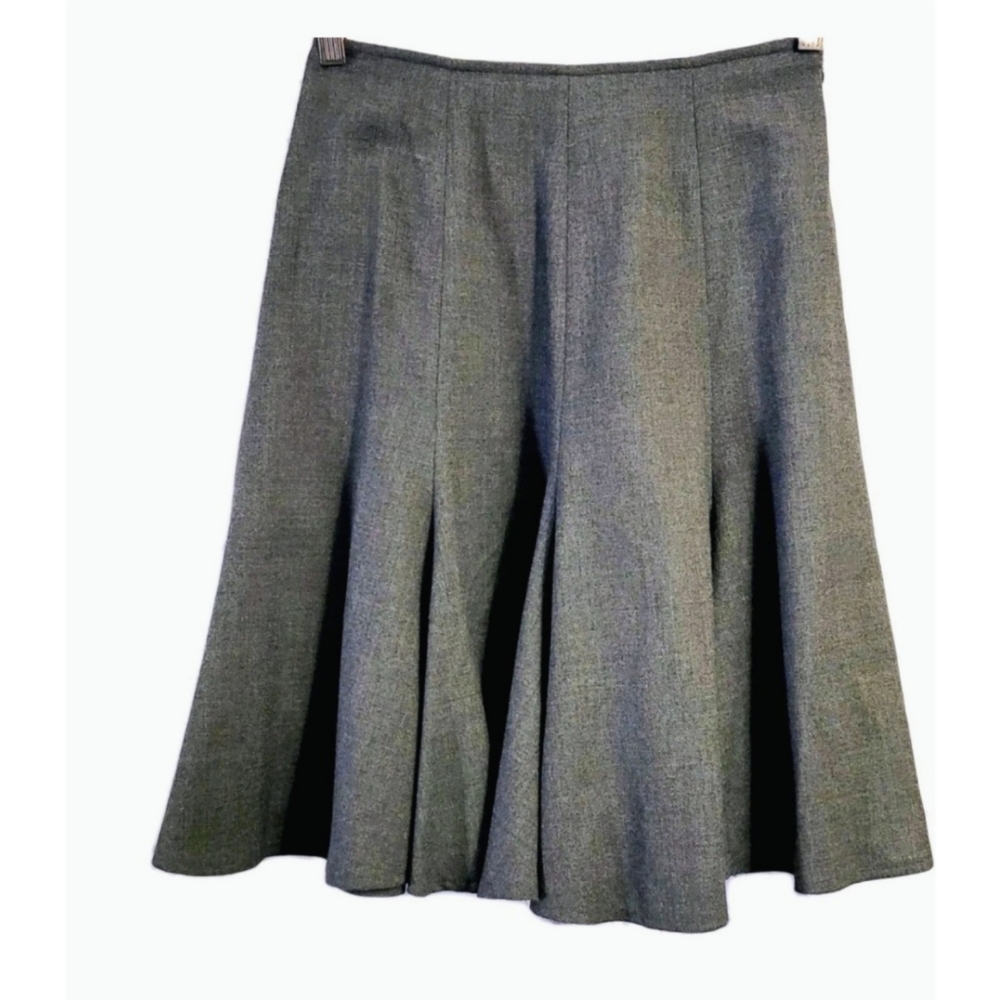 Leyla Mitra Women's Flared Skirt 100% Wool Size 8 Gray Academia Careerwear VTG